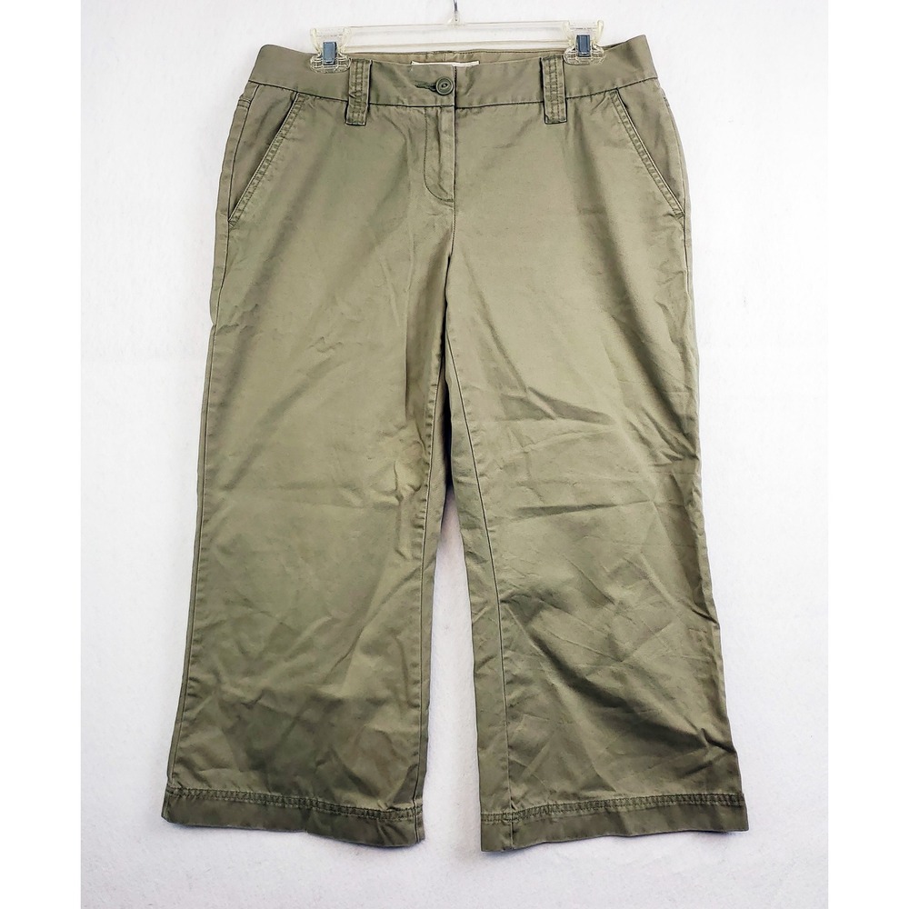 Tommy Hilfiger Cropped Lowrise Wide Leg Pants Khaki Green Chino Women's Size 8